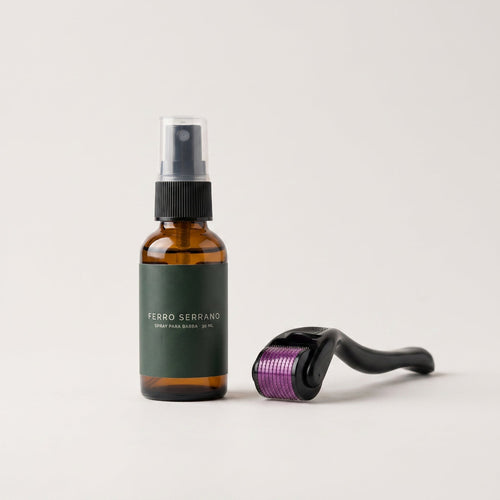 Kit de Spray para Barba Masculino com Micro Rolo 0,25 mm, Hidratante para Espessar Pelo Facial, Essência Intensificadora de Barba, Spray Nutritivo para Barba