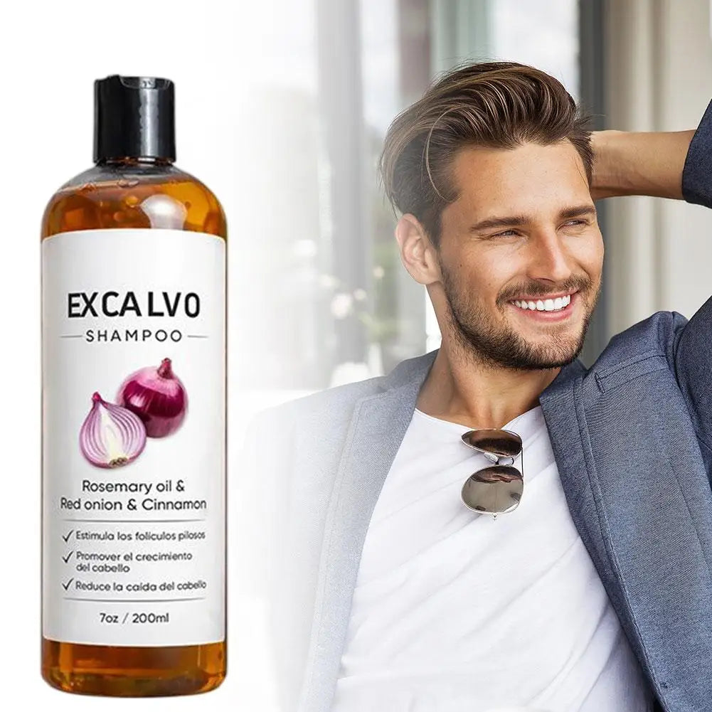 EXCALVO Natural Onion Shampoo For Hair Growth 200ml Anti Hair Loss Nourishing Strengthens Hair Follicles Scalp Care