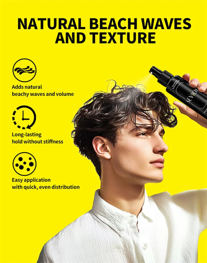 Spray de Sal Marinho Natural de 100ml para Homem, Neblina de Água Salgada para Cabelo, Spray Volumizador e Espessante para Cabelo, para Ondas, Caracóis, Spray de Sal Marinho para Cabelo, Neblina Fixadora