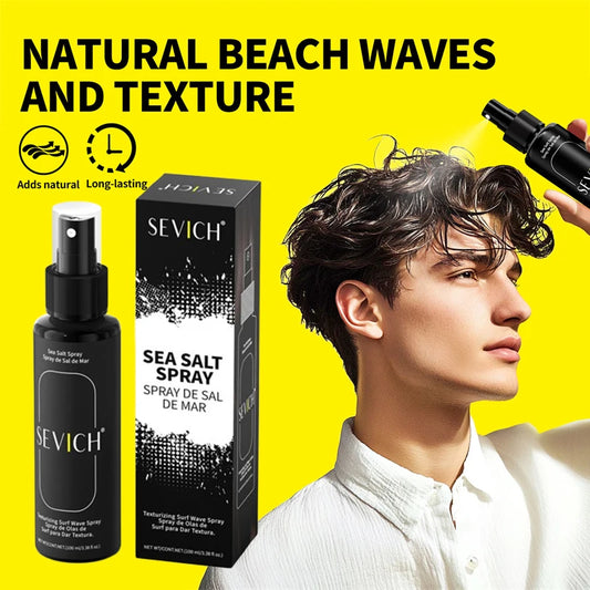 Spray de Sal Marinho Natural de 100ml para Homem, Neblina de Água Salgada para Cabelo, Spray Volumizador e Espessante para Cabelo, para Ondas, Caracóis, Spray de Sal Marinho para Cabelo, Neblina Fixadora