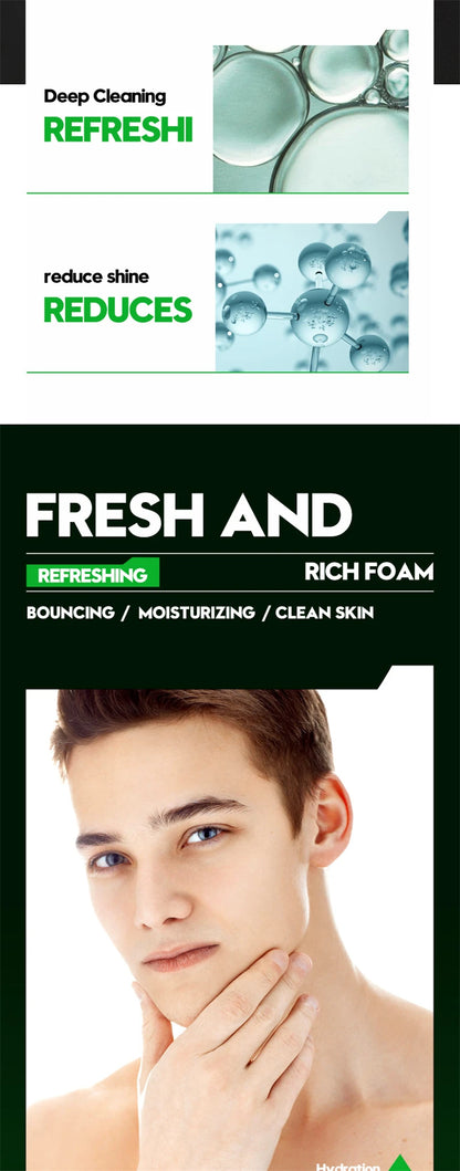 Deep Cleansing Men Facial Cleanser Oil Control Moisturizing Blackhead Remove Dark Spots Pores Acne Mark Refining Face Wash 100g