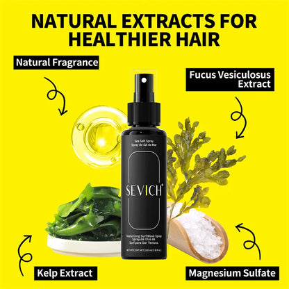 Spray de Sal Marinho Natural de 100ml para Homem, Neblina de Água Salgada para Cabelo, Spray Volumizador e Espessante para Cabelo, para Ondas, Caracóis, Spray de Sal Marinho para Cabelo, Neblina Fixadora
