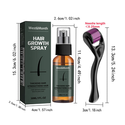Men's Beard Spray Kit with Micro Roller 0.25mm Moisturizing Thicken Facial Hair Beard Boosting Essence Nourishing Spray Bear