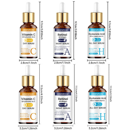 HISENRAIN Vitamin C + Retinol + Hyaluronic Acid Serum Duo | Anti-Aging Brightening & Hydration Combo | For All Skin Type.