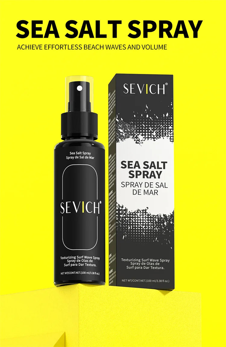 Spray de Sal Marinho Natural de 100ml para Homem, Neblina de Água Salgada para Cabelo, Spray Volumizador e Espessante para Cabelo, para Ondas, Caracóis, Spray de Sal Marinho para Cabelo, Neblina Fixadora