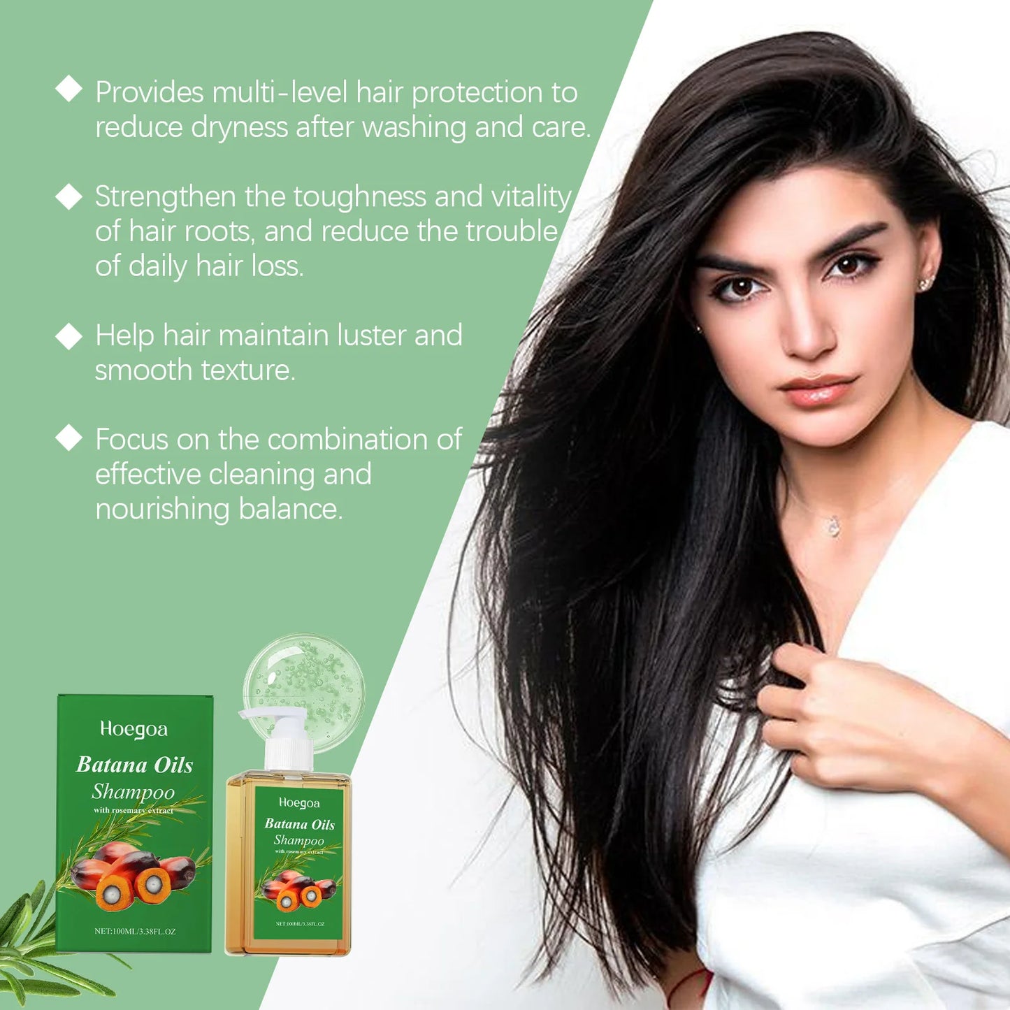 Organic Batana Oil Shampoo Soothing Scalp Intense Repair Batana Nourishing Shampoo with Rosemary Extract for All Hair Types
