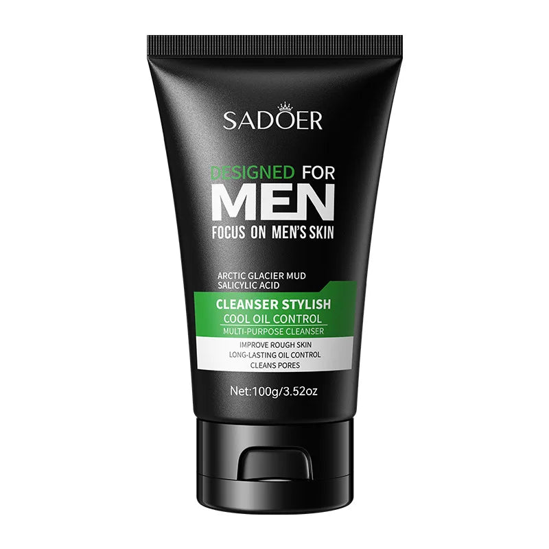 Deep Cleansing Men Facial Cleanser Oil Control Moisturizing Blackhead Remove Dark Spots Pores Acne Mark Refining Face Wash 100g