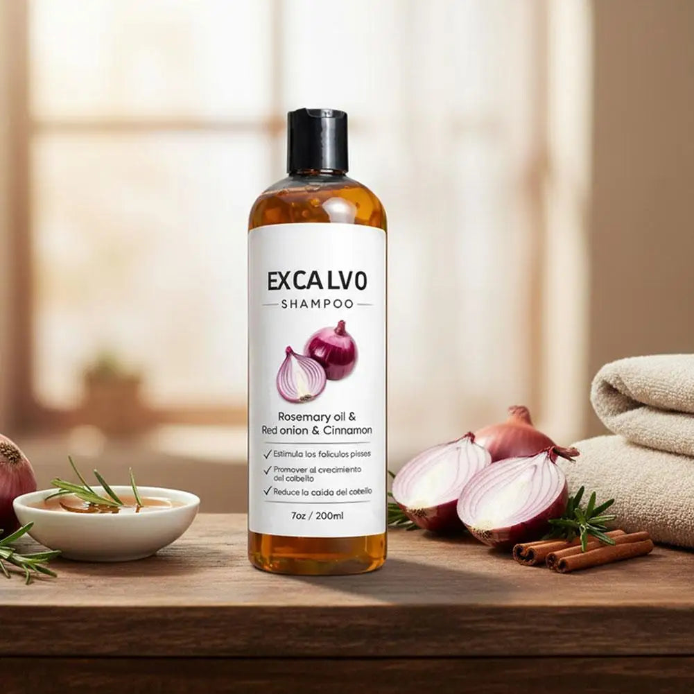 EXCALVO Natural Onion Shampoo For Hair Growth 200ml Anti Hair Loss Nourishing Strengthens Hair Follicles Scalp Care